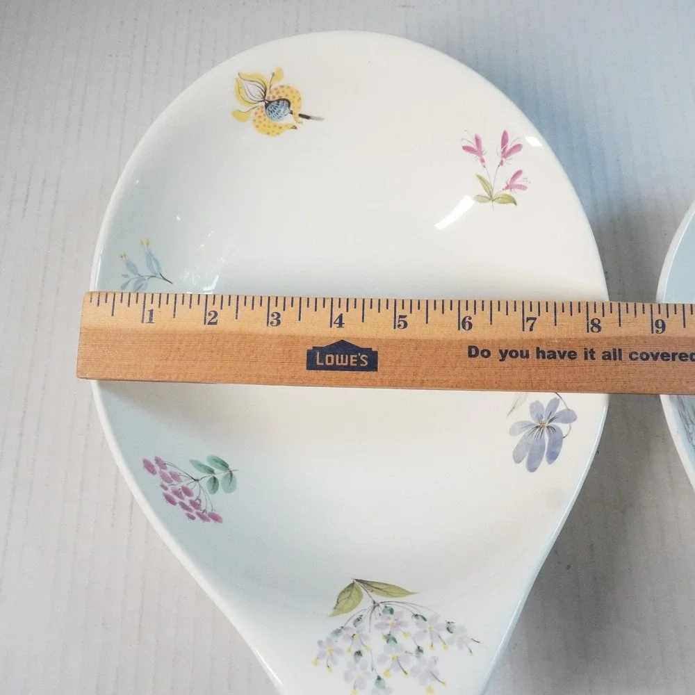 VTG Hallcraft Eva Zeisel Bouquet Serving Bowl Set Floral White Porcelain Kitchen